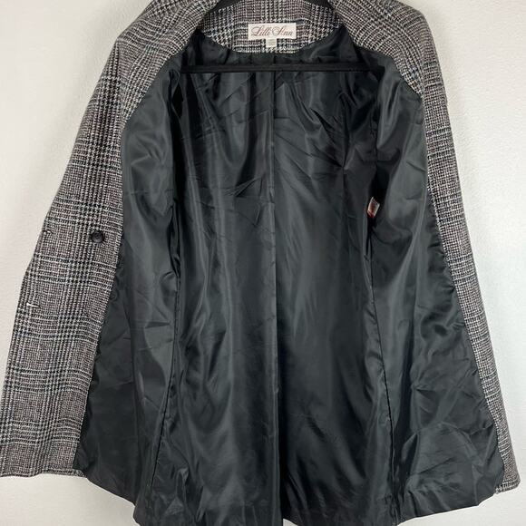 Vintage Lilli Ann Coat Blazer Union Label Black White Plaid Tweed Preppy Boho - Picture 8 of 11